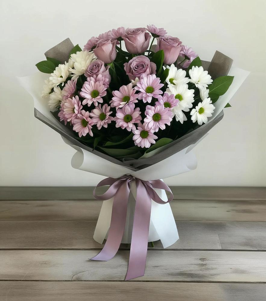 Букет цветов из: Хризантемы и Розы в Мулловке