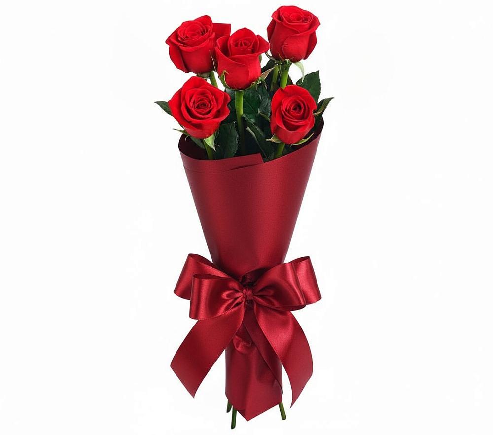 Букет 5 Красных роз Эдлесс Лав в Мулловке