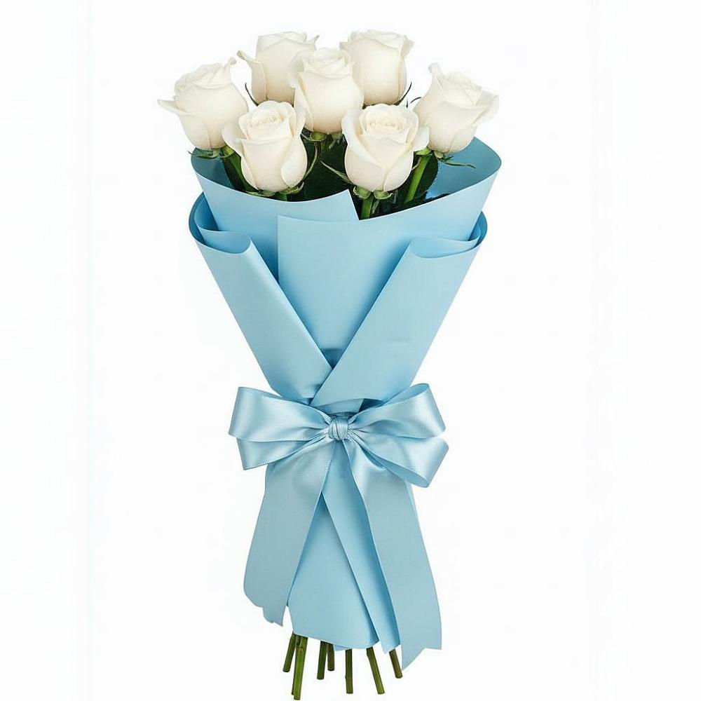 Букет 7 белых роз Проуд в Мулловке