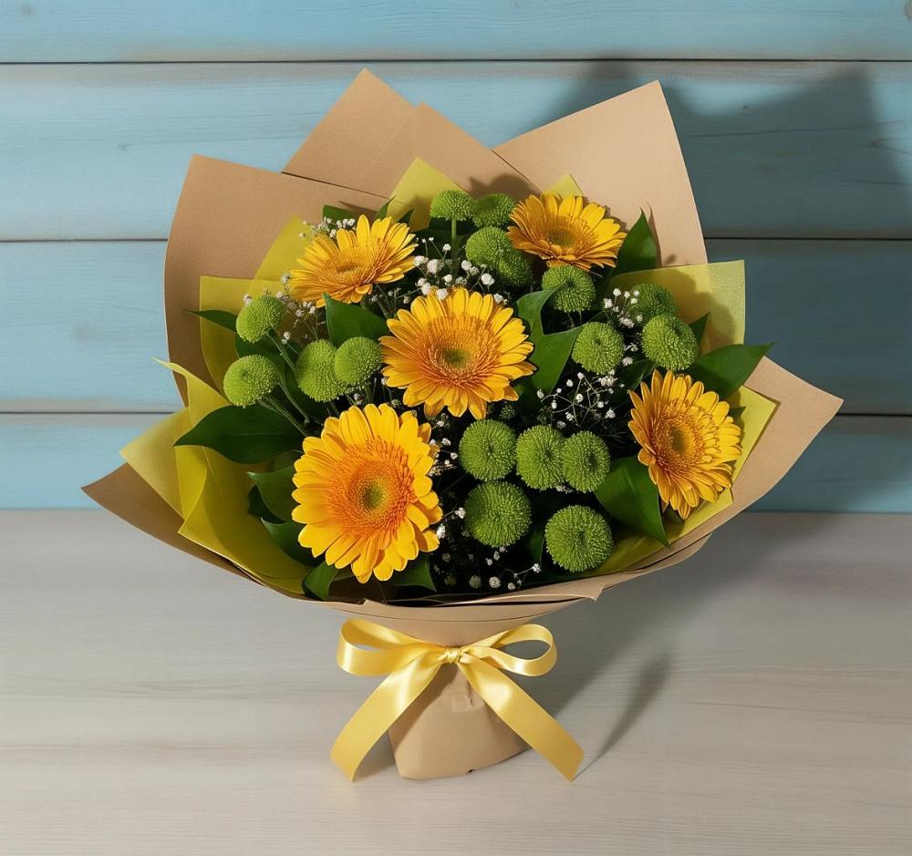 Букет цветов из: Герберы и Хризантемы в Мулловке