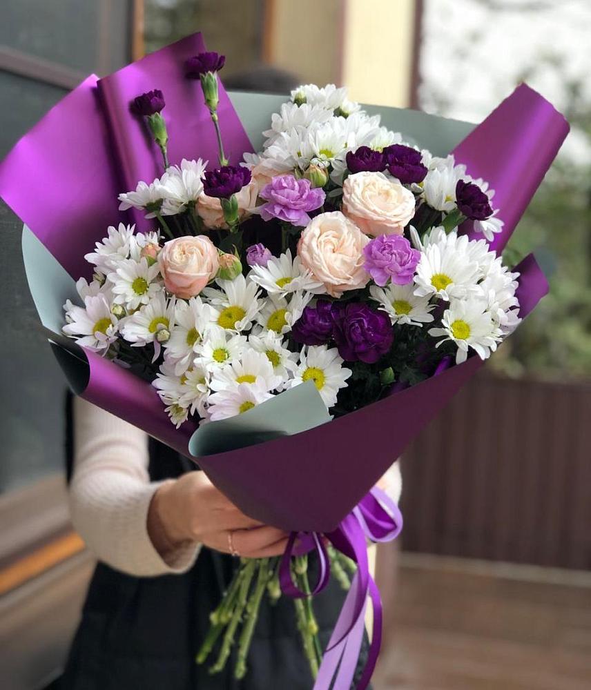 Букет цветов из: Хризантемы, Гвоздики и Розы в Мулловке