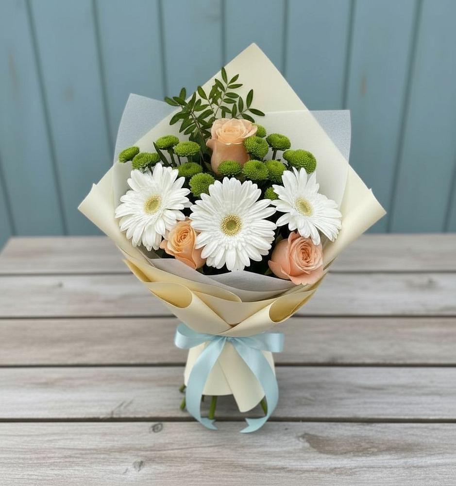 Букет цветов из: Герберы, Розы и Хризантемы в Мулловке