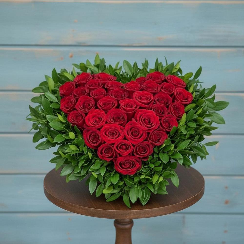 Цветочная композиция из Розы в виде сердца в Мулловке