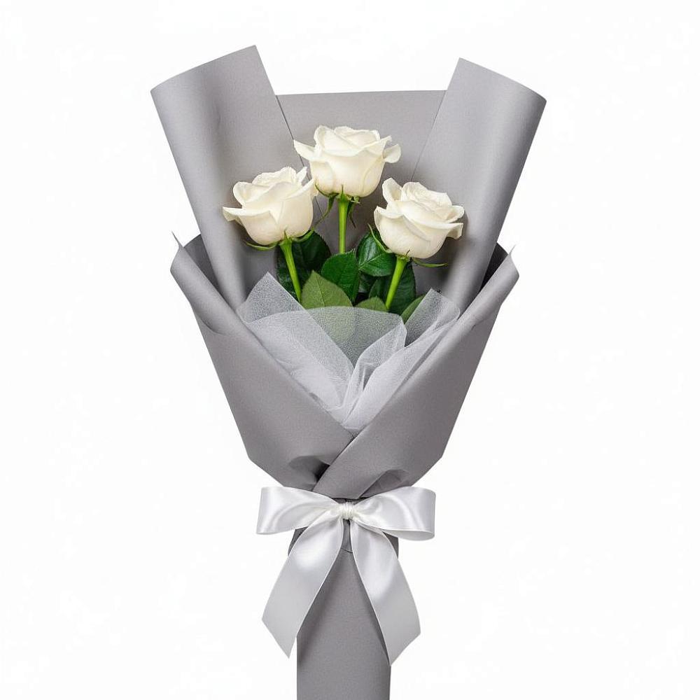 Букет 3 белые розы в Мулловке