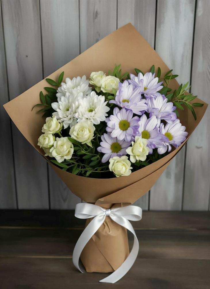 Букет цветов из: Хризантемы и Розы в Мулловке