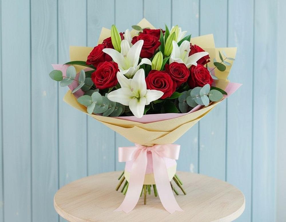 Букет цветов из: Лилии и Розы в Мулловке